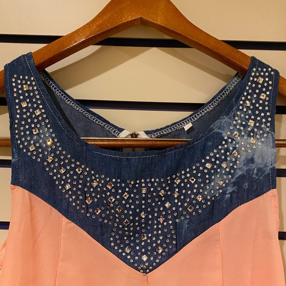 Pink & denim summer dress in small - Picture 3 of 4